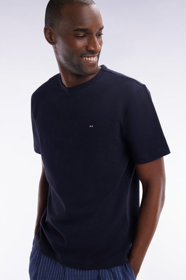 T-shirt En Jersey De Coton Slub Marine Coupe Droite Eden Park – Image 2