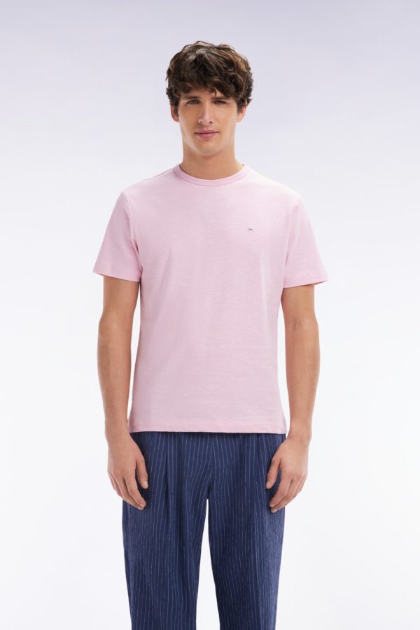 T-shirt En Jersey De Coton Slub Rose Coupe Droite Eden Park