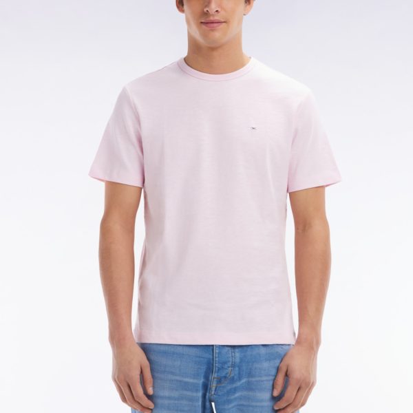 T-shirt En Jersey De Coton Slub Rose Pâle Coupe Droite Eden Park