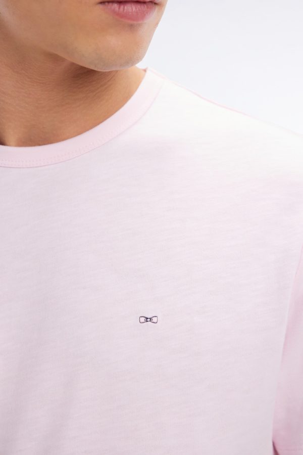 T-shirt En Jersey De Coton Slub Rose Pâle Coupe Droite Eden Park – Image 3
