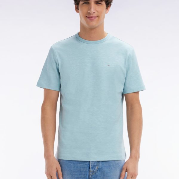 T-shirt En Jersey De Coton Slub Vert D'eau Coupe Droite Eden Park