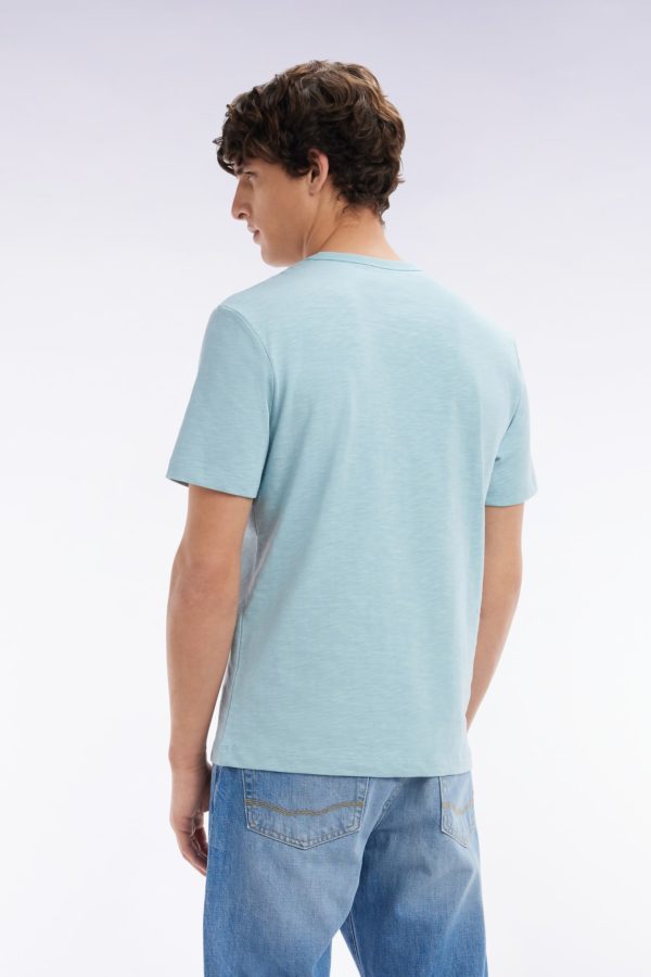 T-shirt En Jersey De Coton Slub Vert D'eau Coupe Droite Eden Park – Image 3