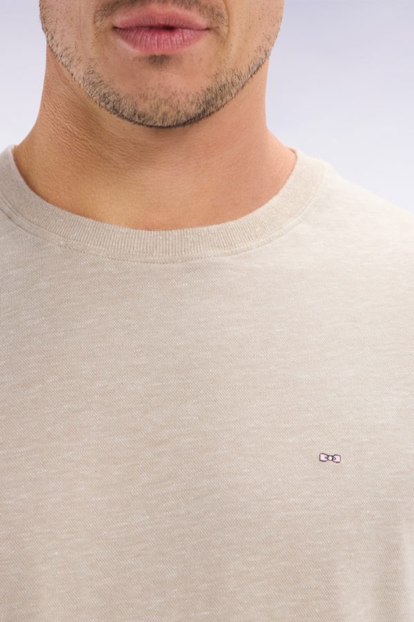 T-shirt En Coton Et Lin Beige Coupe Droite Eden Park – Image 4