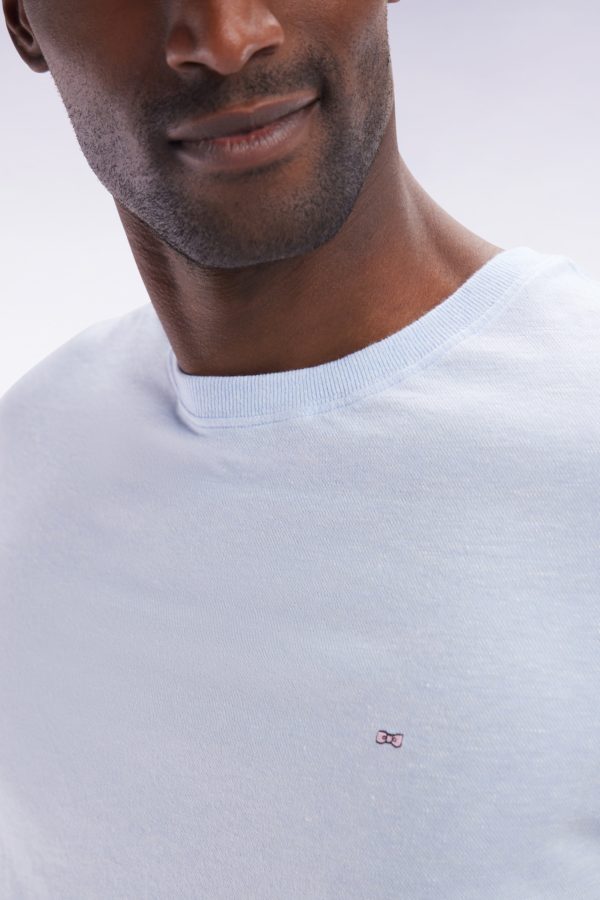 T-shirt En Coton Et Lin Bleu Clair Coupe Droite Eden Park – Image 4
