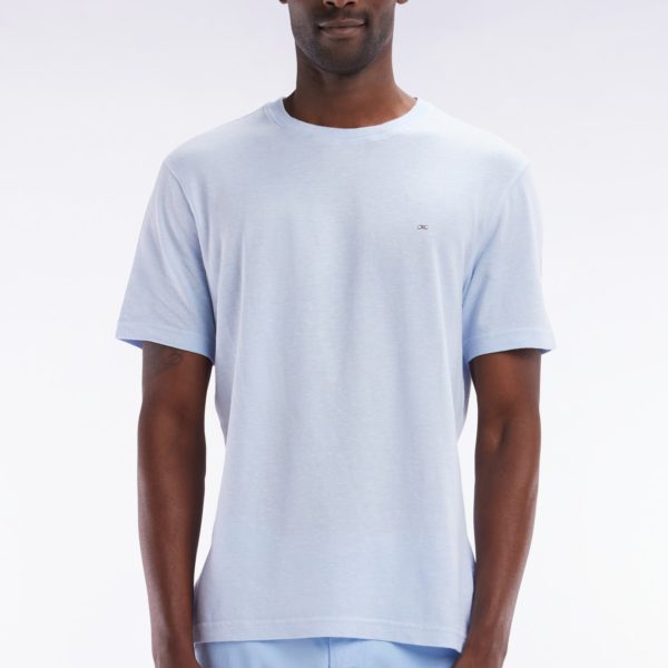 T-shirt En Coton Et Lin Bleu Clair Coupe Droite Eden Park