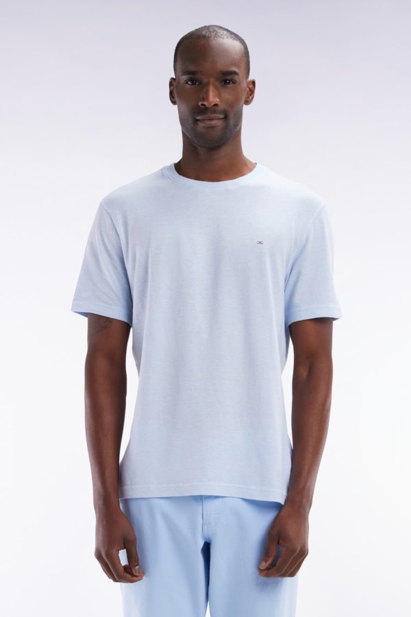 T-shirt En Coton Et Lin Bleu Clair Coupe Droite Eden Park
