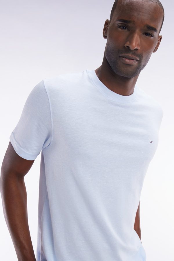 T-shirt En Coton Et Lin Bleu Clair Coupe Droite Eden Park – Image 2