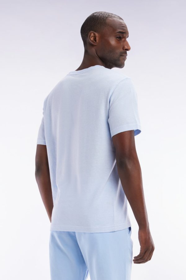 T-shirt En Coton Et Lin Bleu Clair Coupe Droite Eden Park – Image 3