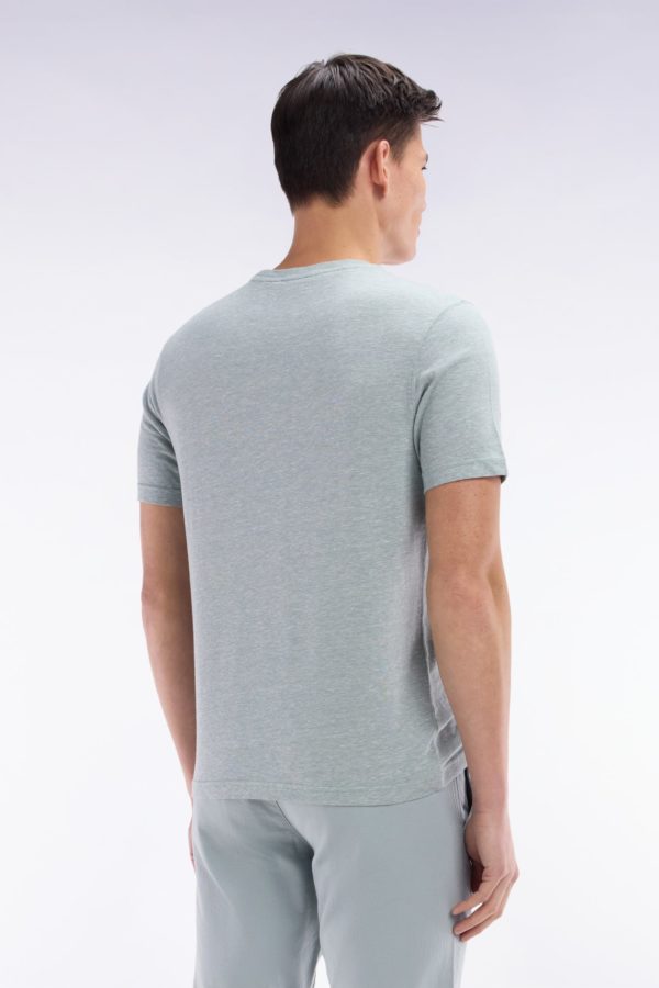 T-shirt En Coton Et Lin Gris Moyen Coupe Droite Eden Park – Image 3