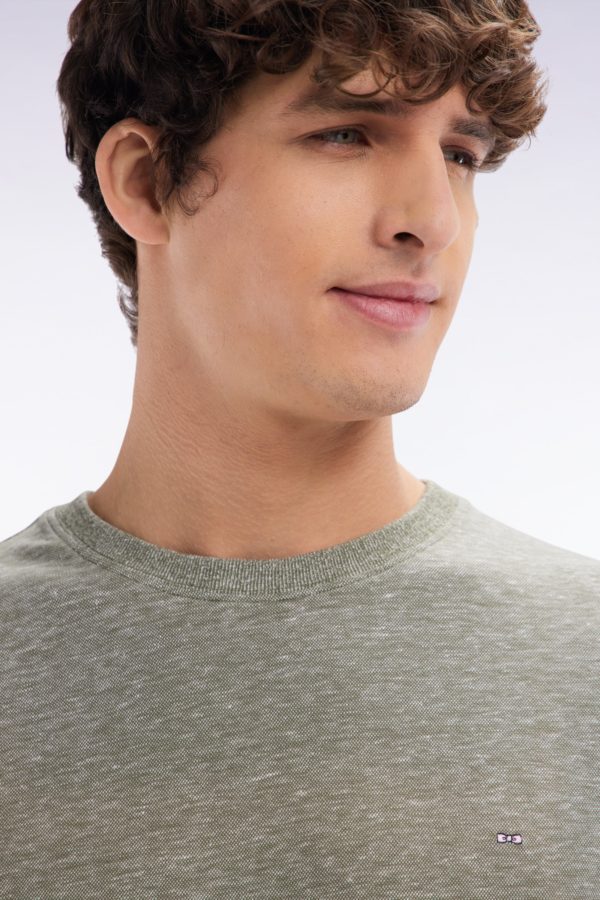 T-shirt En Coton Et Lin Kaki Coupe Droite Eden Park – Image 4