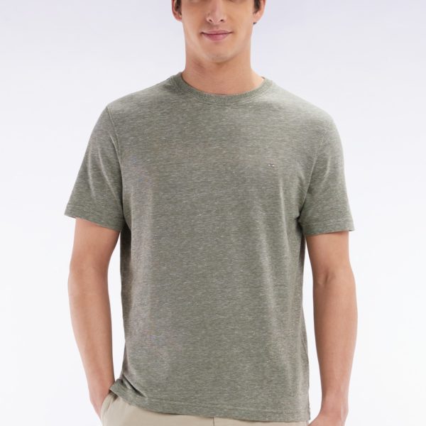 T-shirt En Coton Et Lin Kaki Coupe Droite Eden Park