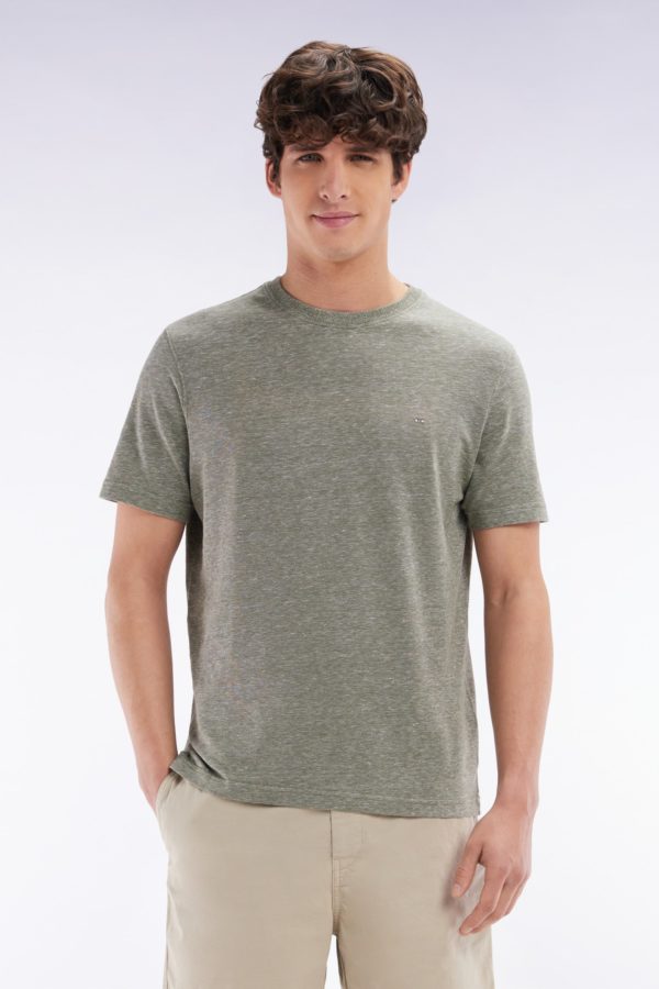 T-shirt En Coton Et Lin Kaki Coupe Droite Eden Park