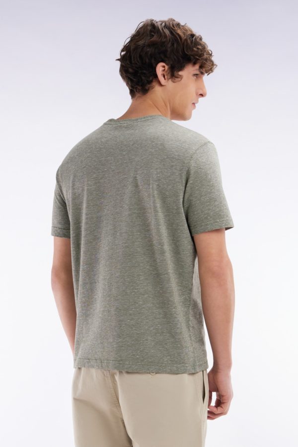 T-shirt En Coton Et Lin Kaki Coupe Droite Eden Park – Image 3