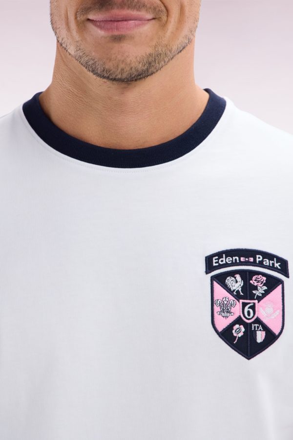 T-shirt En Coton Blanc Écusson 6 Nations Coupe Droite Eden Park – Image 4