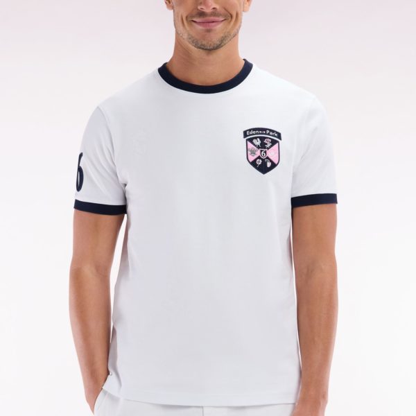 T-shirt En Coton Blanc Écusson 6 Nations Coupe Droite Eden Park