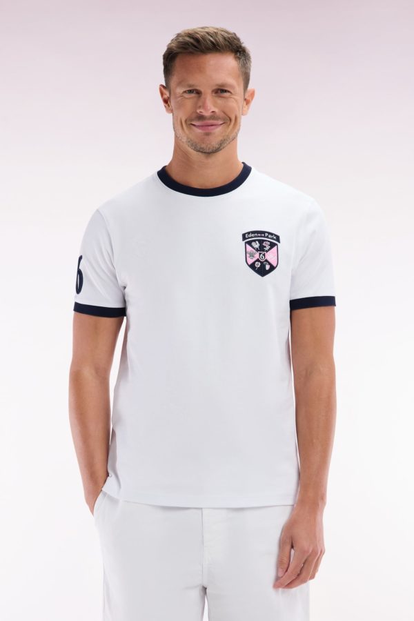 T-shirt En Coton Blanc Écusson 6 Nations Coupe Droite Eden Park