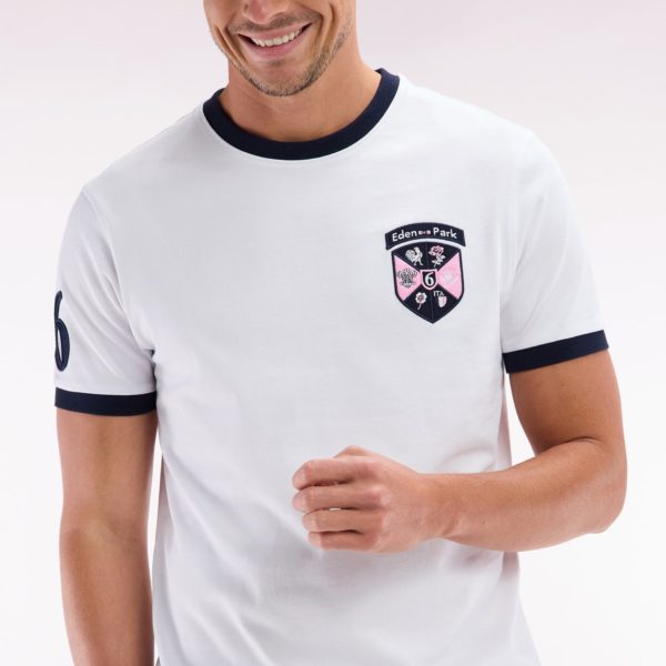 T-shirt En Coton Blanc Écusson 6 Nations Coupe Droite Eden Park