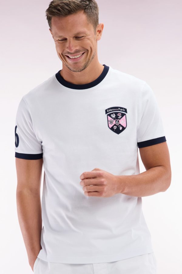 T-shirt En Coton Blanc Écusson 6 Nations Coupe Droite Eden Park – Image 2