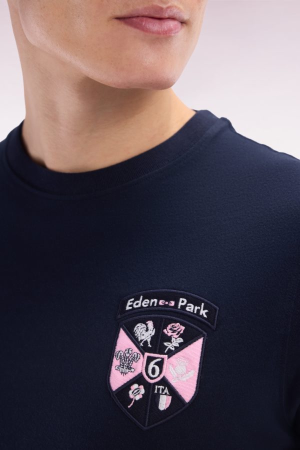T-shirt En Coton Marine Écusson 6 Nations Coupe Droite Eden Park – Image 4