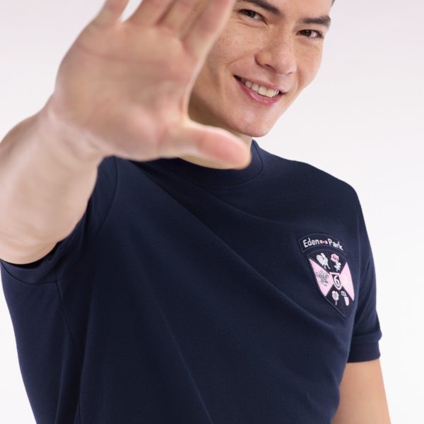 T-shirt En Coton Marine Écusson 6 Nations Coupe Droite Eden Park