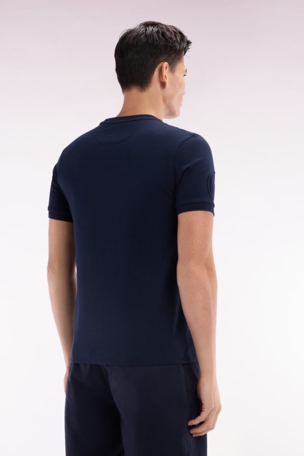 T-shirt En Coton Marine Écusson 6 Nations Coupe Droite Eden Park – Image 3