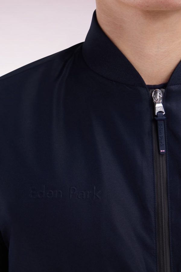 Blouson Zippé En Nylon Soft Touch À Col Teddy Marine Eden Park – Image 4