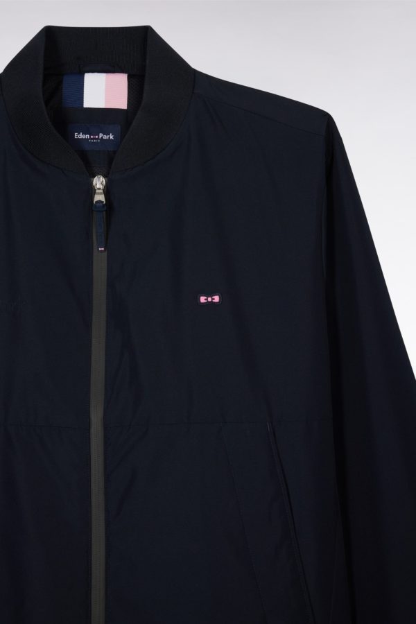 Blouson Zippé En Nylon Soft Touch À Col Teddy Marine Eden Park – Image 5
