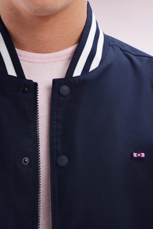 Blouson Teddy En Nylon Marine Bords-côtes Rayés Eden Park – Image 4