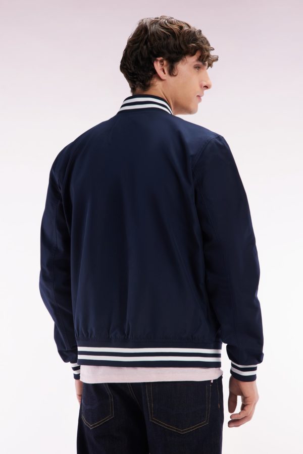 Blouson Teddy En Nylon Marine Bords-côtes Rayés Eden Park – Image 3