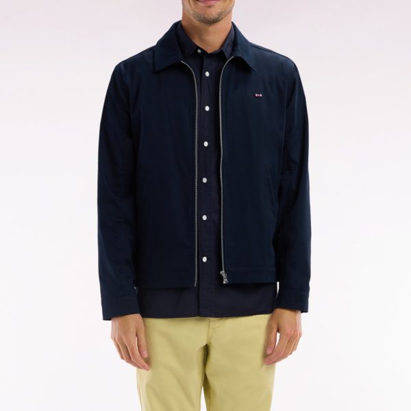 Blouson Zippé Déperlent En Coton Stretch Marine Eden Park