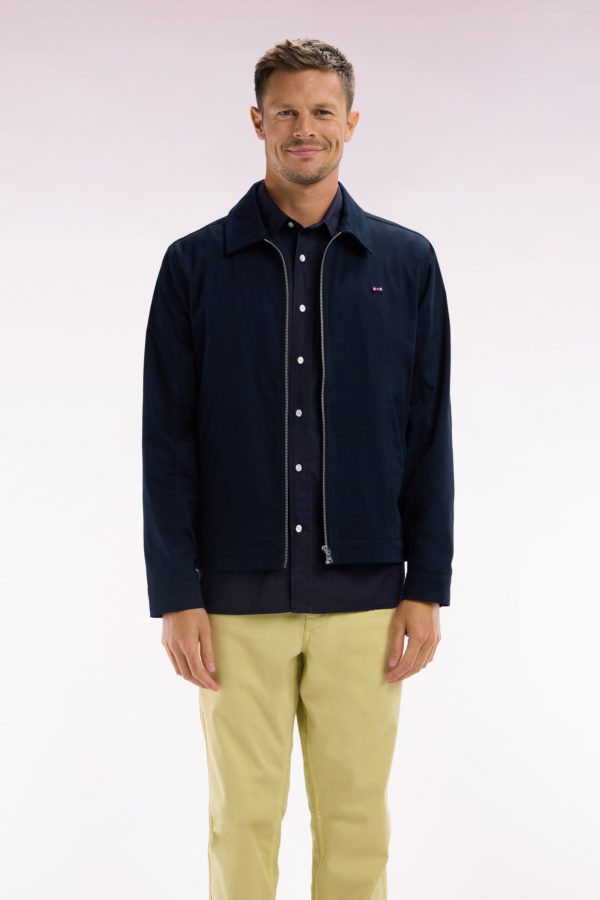 Blouson Zippé Déperlent En Coton Stretch Marine Eden Park