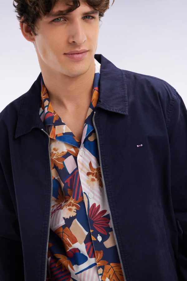 Blouson Zippé En Gabardine De Coton Stretch Marine Eden Park – Image 4