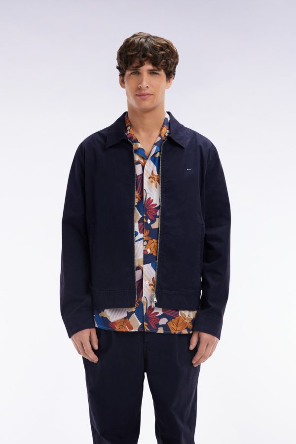 Blouson Zippé En Gabardine De Coton Stretch Marine Eden Park