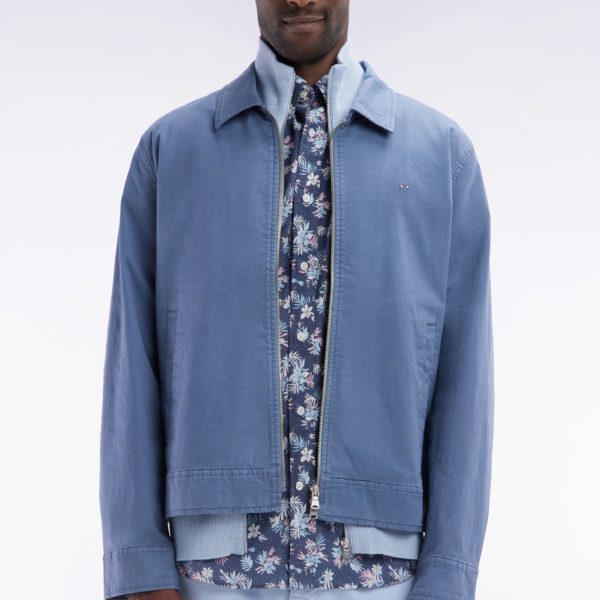 Blouson Zippé En Gabardine De Coton Stretch Gris Eden Park