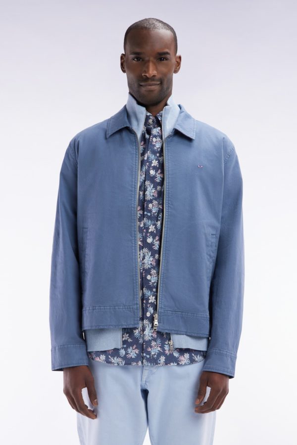 Blouson Zippé En Gabardine De Coton Stretch Gris Eden Park