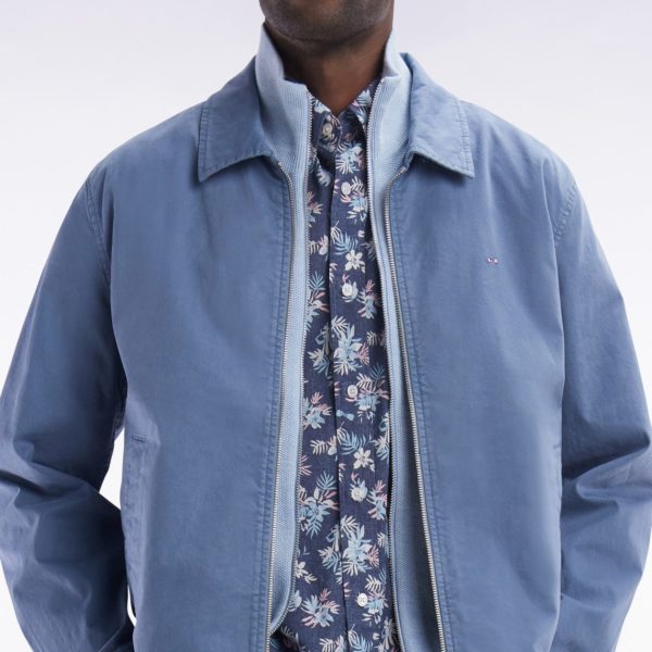 Blouson Zippé En Gabardine De Coton Stretch Gris Eden Park