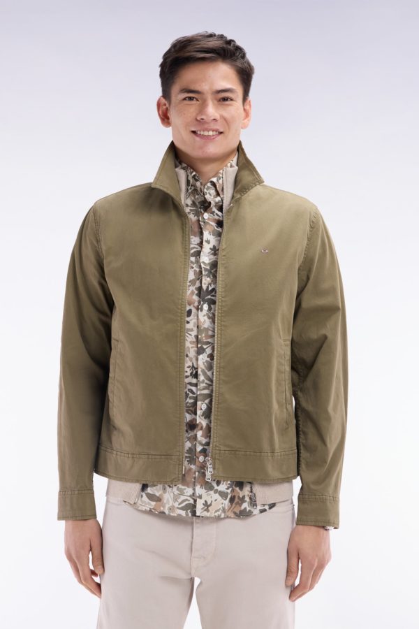 Blouson Zippé En Gabardine De Coton Stretch Kaki Eden Park