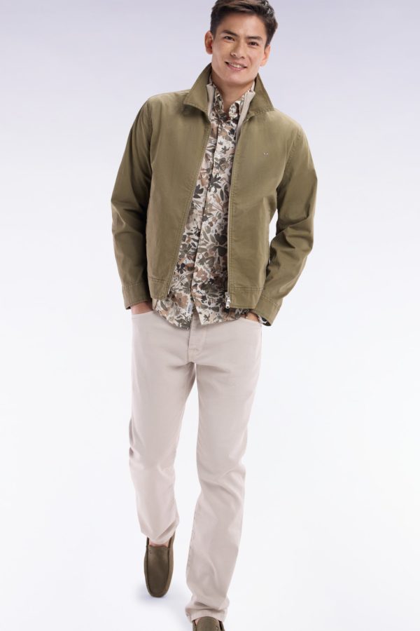 Blouson Zippé En Gabardine De Coton Stretch Kaki Eden Park – Image 2