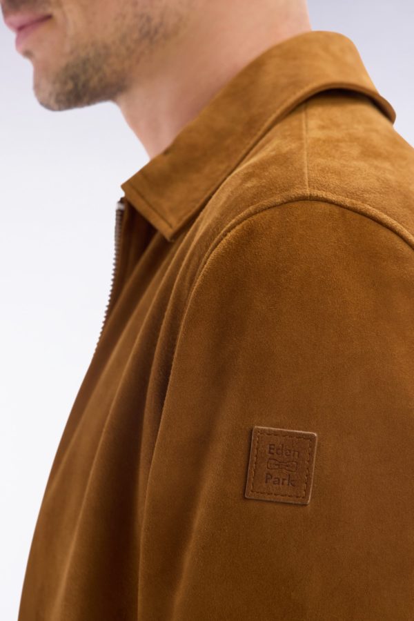 Blouson Zippé En Cuir Suédé Marron Eden Park – Image 4