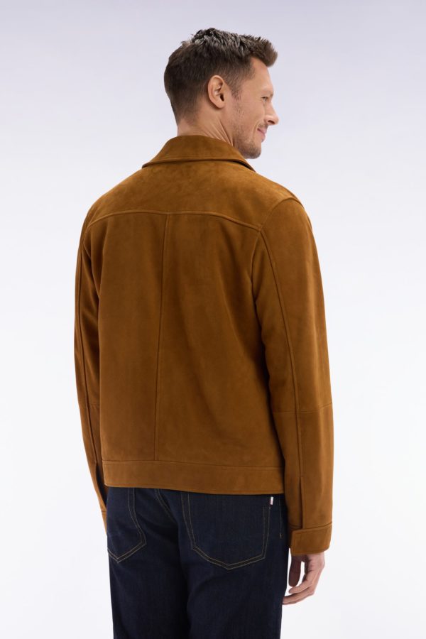 Blouson Zippé En Cuir Suédé Marron Eden Park – Image 3