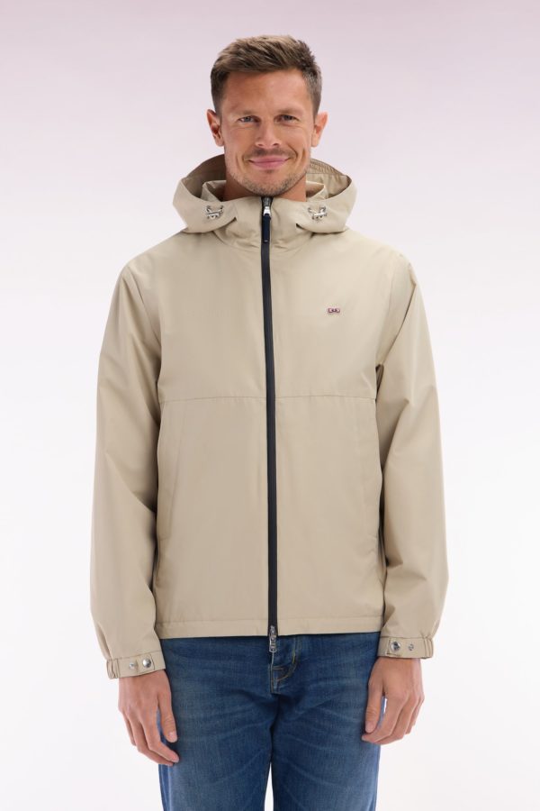 Blouson Coupe-vent En Nylon Soft Touch À Capuche Beige Eden Park