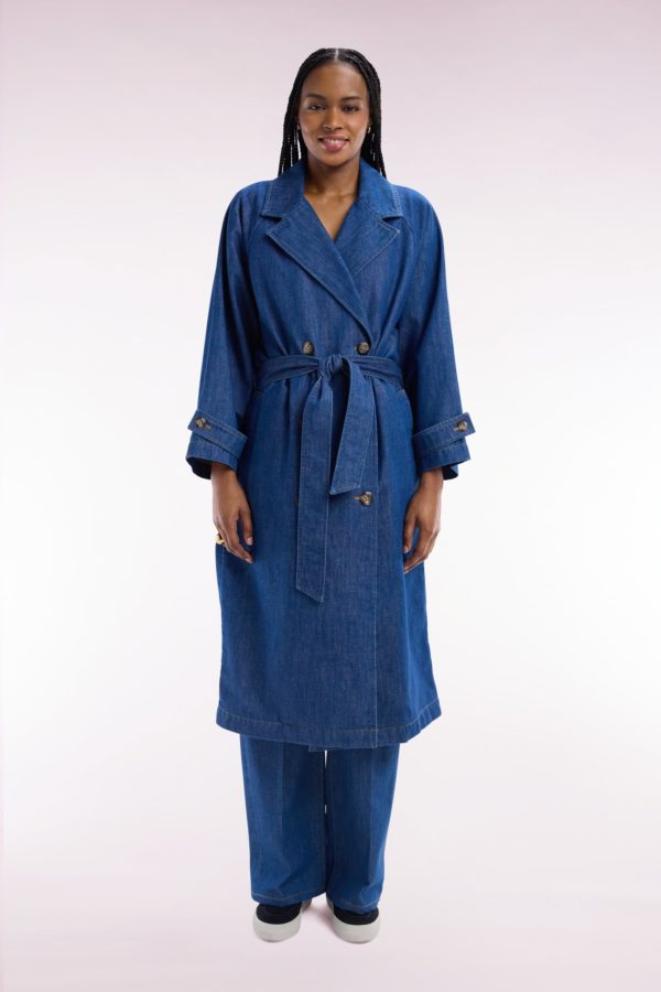 Trench-coat Oversized En Denim Bleu Eden Park – Image 2