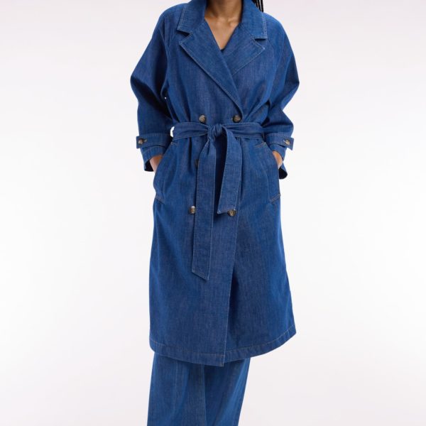 Trench-coat Oversized En Denim Bleu Eden Park