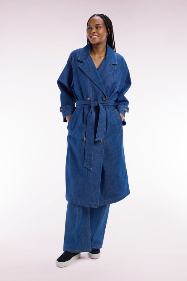 Trench-coat Oversized En Denim Bleu Eden Park