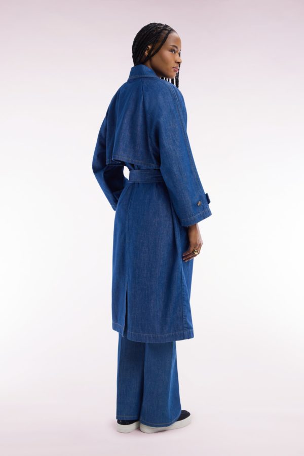 Trench-coat Oversized En Denim Bleu Eden Park – Image 3