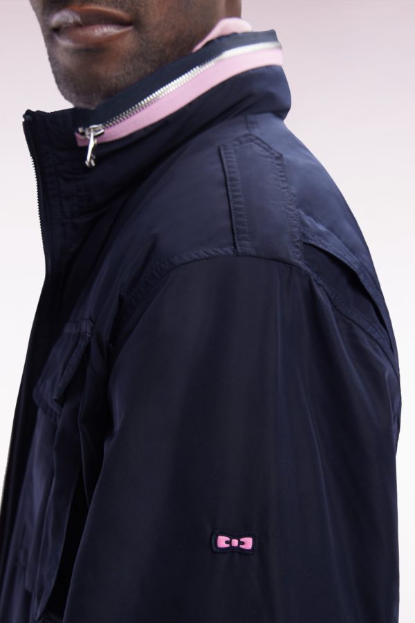 Parka Courte 4 Poches À Col Montant Et Capuche En Nylon Bleu Marine Eden Park – Image 3