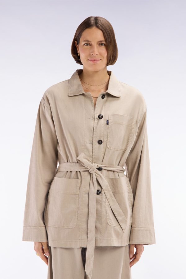 Surchemise Ceinturée En Lin Et Coton Stretch Beige Coupe Oversized Eden Park – Image 2