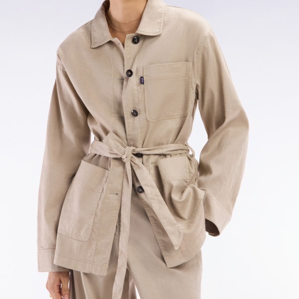 Surchemise Ceinturée En Lin Et Coton Stretch Beige Coupe Oversized Eden Park
