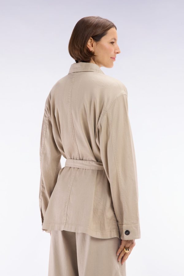 Surchemise Ceinturée En Lin Et Coton Stretch Beige Coupe Oversized Eden Park – Image 3