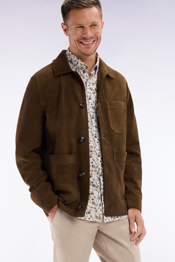 Surchemise En Cuir Suédé Marron Eden Park – Image 2